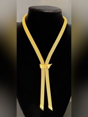 Vintage 1950s Boucher Gold Tone Bolo Necklace Signed & Numbered